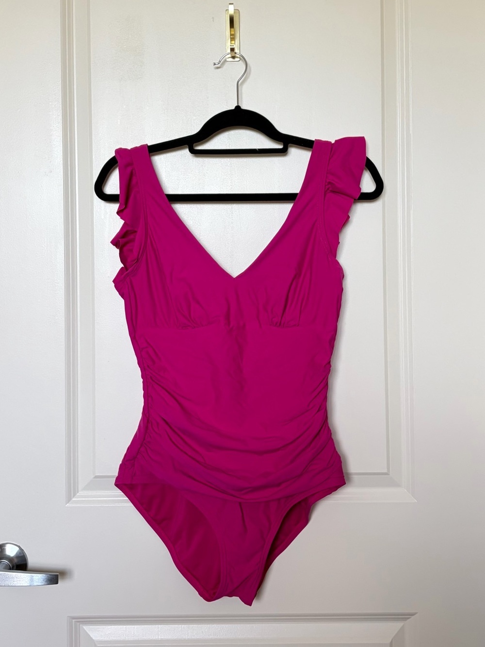 DKNY- Fuchsia Ruffle Sleeve One-Piece Swimsuit